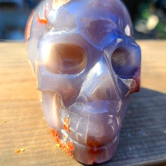 Dark Kharma by Avelon Other - INCREDIBLE gray & Rose Agate handcarved skull